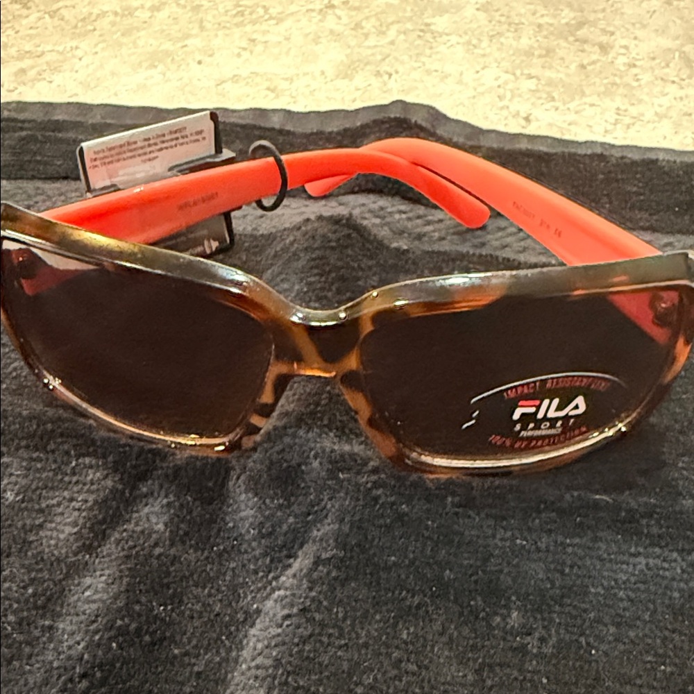 Fila Tortoise Shell Sunglasses with Orange Arms FAC5037  215